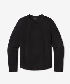 Cotton Waffle Curved Hem Henley