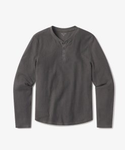 Cotton Waffle Curved Hem Henley