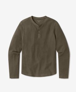 Cotton Waffle Curved Hem Henley