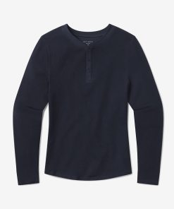 Cotton Waffle Curved Hem Henley