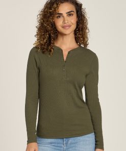 Long Sleeve Rib Henley Tee
