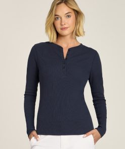 Long Sleeve Rib Henley Tee